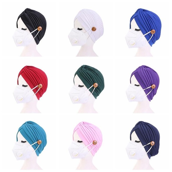 3 Pcs Woman Hijab Turban Hats Headband With Button - Picture 3 of 14